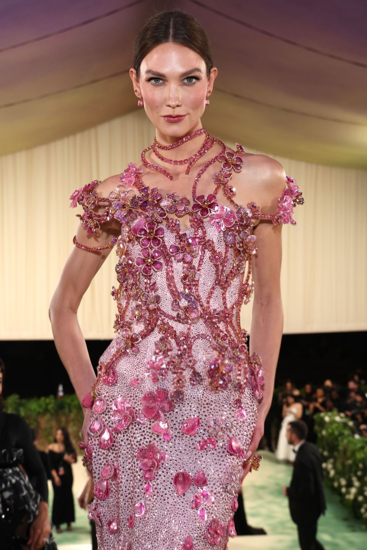 KARLIE KLOSS IN PINK BEJEWELED GOWN AT THE 2024 MET GALA IN NEW YORK10